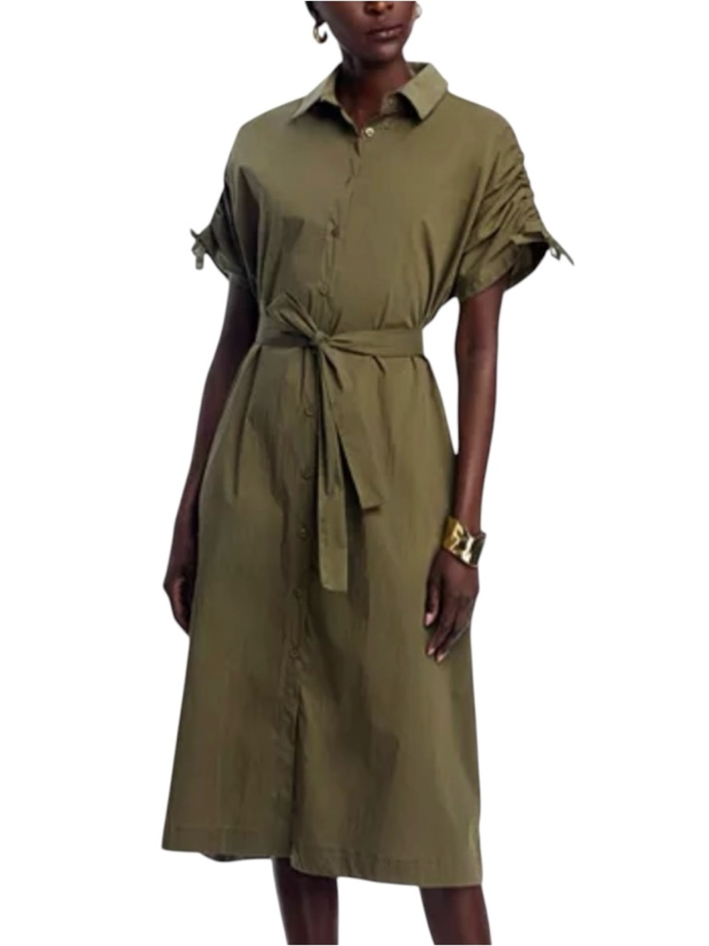 La Fée Maraboutée army olive green shirt dress NWT EU 34 US XS made in Italy